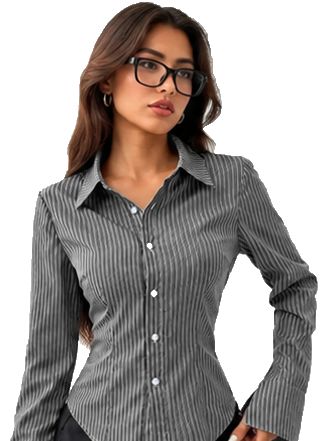 Flare Stripe Shirt-Black