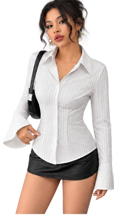 Flare Stripe Shirt-Black — Flare Stripe Shirt-Black