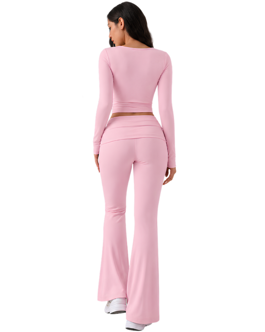 Foldable Flare Pants-Blush — Foldable Flare Pants-Blush