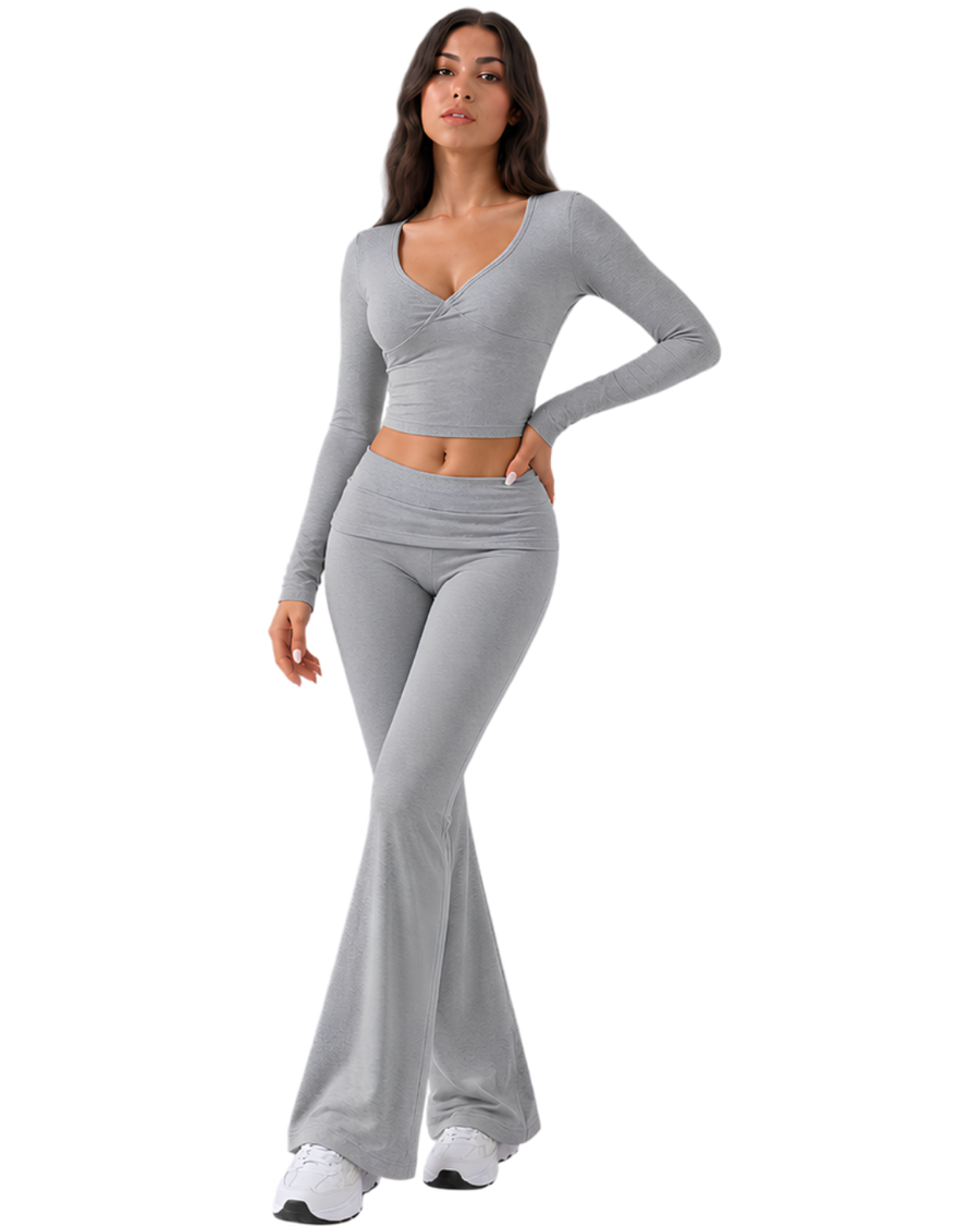 Foldable Flare Pants-Gray — Foldable Flare Pants-Gray