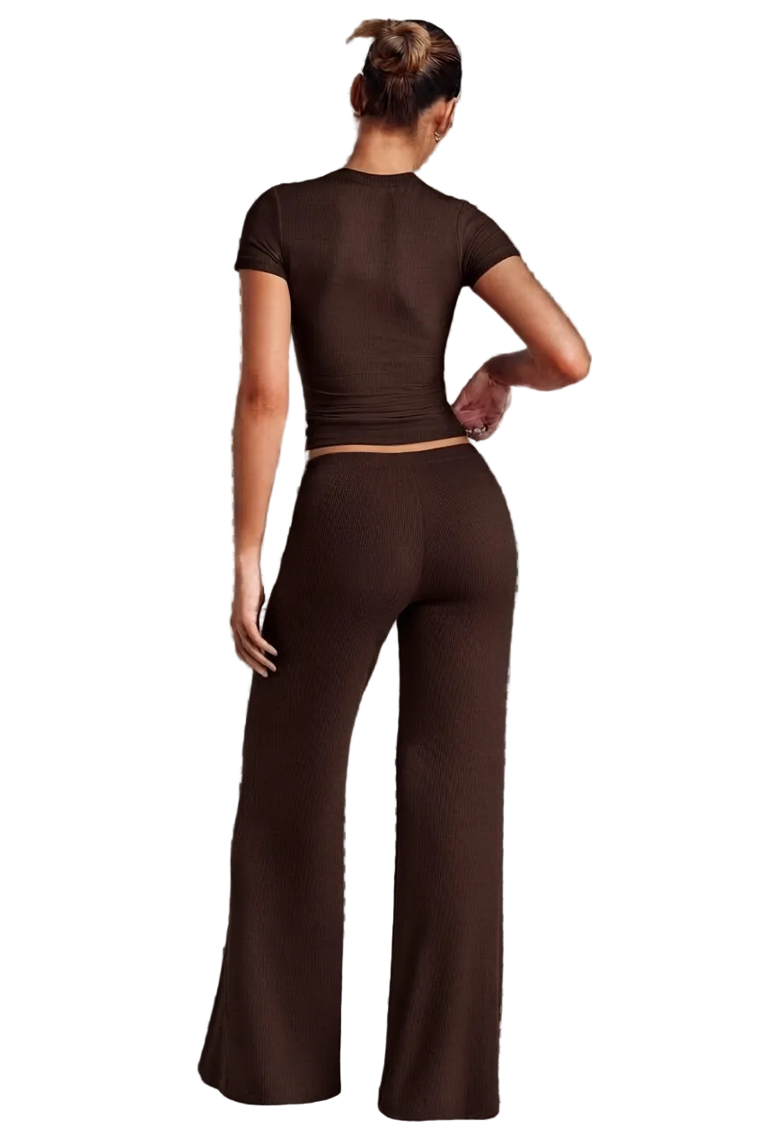 flare pants — Brown-2
