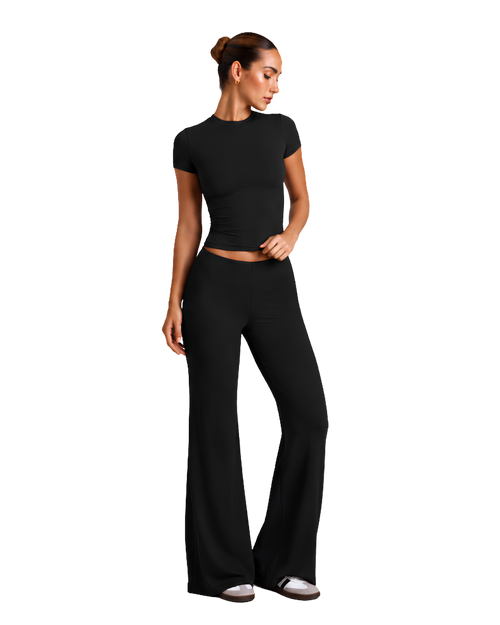 Cotton Flare Pants-Blush
